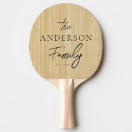 Pala De Ping Pong Nombre de familia escrito a mano en bambú ligero
