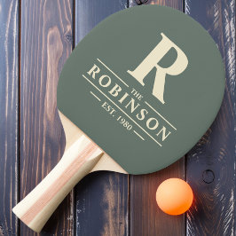 Pala De Ping Pong Nombre de Familia & Gris Cálido Inicial