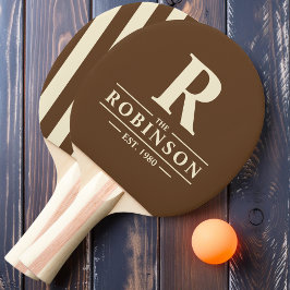 Pala De Ping Pong Nombre de familia &inicial banda de polo marrón pr