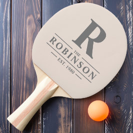 Pala De Ping Pong Nombre de familia y arenque inicial rosa