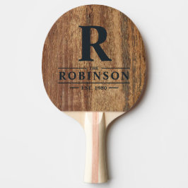 Pala De Ping Pong Nombre de Familia y Inicial de Madera de Cedro en 