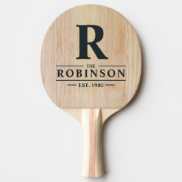 Pala De Ping Pong Nombre de Familia y Inicial de Madera de Fresno Bl