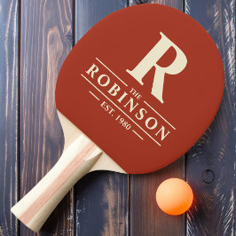 Pala De Ping Pong Nombre de familia y Siena quemada inicial