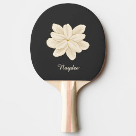 Pala De Ping Pong Nombre de flor blanca de jazmín sobre negro