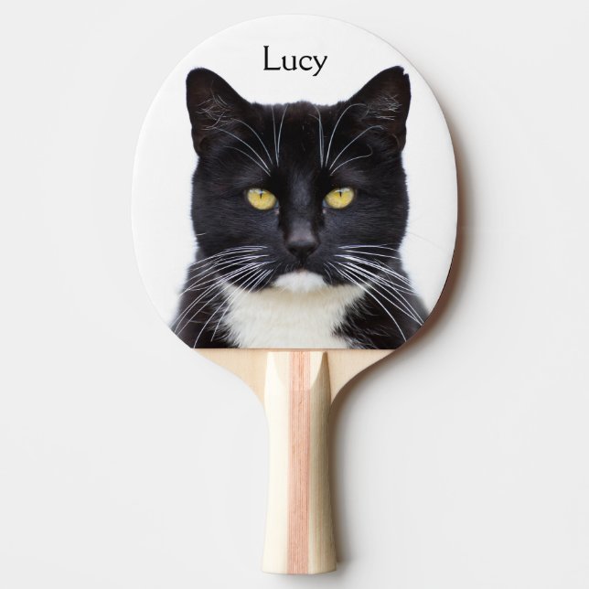 Pala De Ping Pong Nombre de foto personalizado Cat Ping Pong Paddle (Anverso)