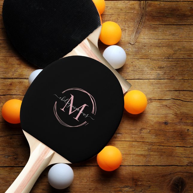 Pala De Ping Pong Nombre de guión de caligrafía de monograma negro d (Subido por el creador)