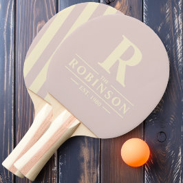Pala De Ping Pong Nombre de la familia y beso de lavanda inicial de 
