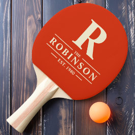 Pala De Ping Pong Nombre de la familia y Naranja inicial de la sangr