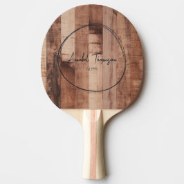 Pala De Ping Pong Nombre de la tabla de madera de pallet en círculo 