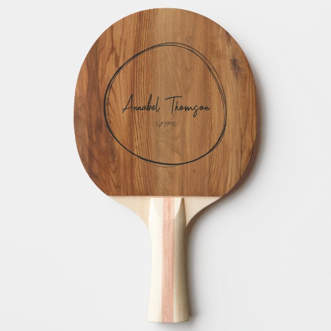 Pala De Ping Pong Nombre de madera de arce en círculo dibujado BK (Anverso)