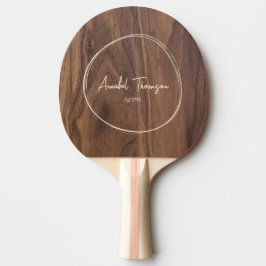 Pala De Ping Pong Nombre de Madera de Nogal en Círculo Dibujado