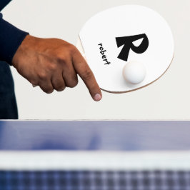 Pala De Ping Pong Nombre de Monogam Inicial Negro Personalizado