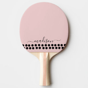 Pala De Ping Pong Nombre de monograma de escritura moderna rosa y po