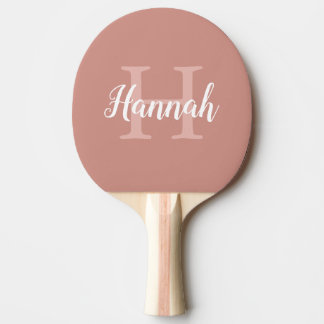 Pala De Ping Pong Nombre de monograma de guión oro Rosa minimalista