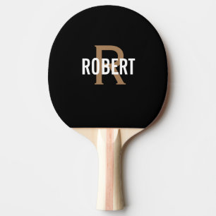 Pala De Ping Pong Nombre de monograma de oro negro