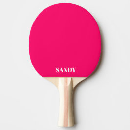 Pala De Ping Pong Nombre de monograma moderno fucsia y blanco