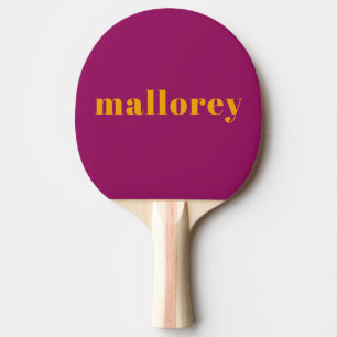 Pala De Ping Pong Nombre de Naranja rosa vibrante simple