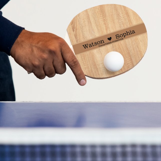 Pala De Ping Pong Nombre de pareja Boda personalizado moderno sombra (in situ)