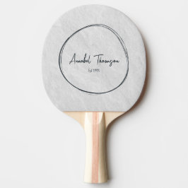 Pala De Ping Pong Nombre de Piedra de Mármol Blanco en Círculo Dibuj