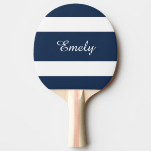 Pala De Ping Pong Nombre de Rayas Azules Marinos Modernos