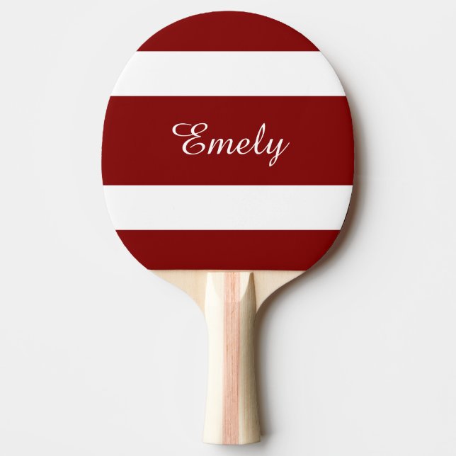 Pala De Ping Pong Nombre de Rayas Rojas Modernas (Anverso)