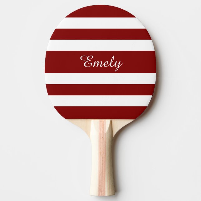 Pala De Ping Pong Nombre de Rayas Rojas Modernas (Anverso)