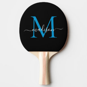 Pala De Ping Pong Nombre de script elegante del monograma azul del o