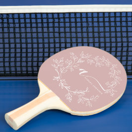 Pala De Ping Pong Nombre del Monograma de Rubor Dusty Pink Moderne S