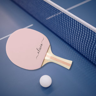 Pala De Ping Pong Nombre del Monograma de Rubor Dusty Pink Moderne S