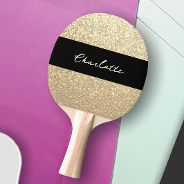 Pala De Ping Pong Nombre del Purpurina de Luxury Sparkle Gold
