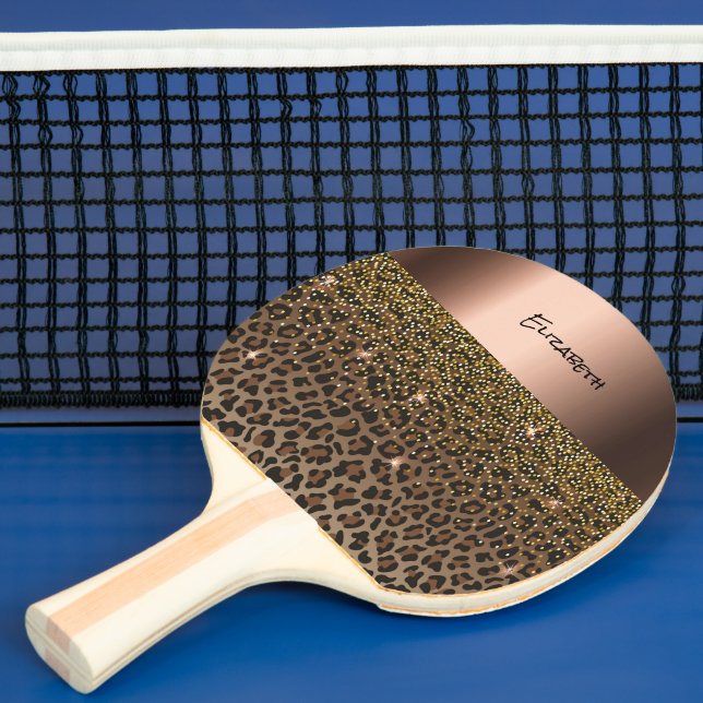 Pala De Ping Pong Nombre elegante negro de leopardo (in situ)