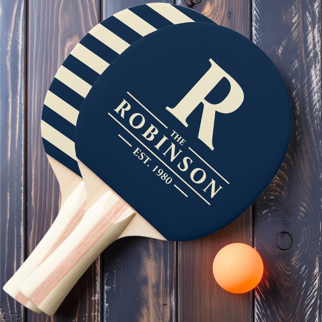 Pala De Ping Pong Nombre familiar y azul polo profundo inicial (Subido por el creador)