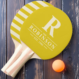 Pala De Ping Pong Nombre familiar y limón oscuro inicial polo
