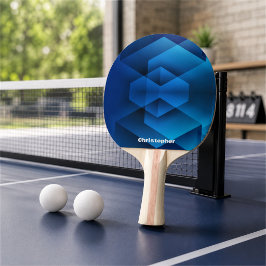 Pala De Ping Pong Nombre Geométrico Azul Moderno