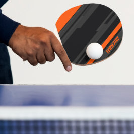 Pala De Ping Pong Nombre Geométrico Naranja Negro Moderno