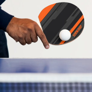 Pala De Ping Pong Nombre Geométrico Naranja Negro Moderno