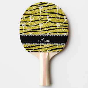 Pala De Ping Pong Nombre Gimnasia amarillo pastel raya de cebra purp