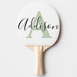 Pala De Ping Pong Nombre inicial del monograma verde sabio negro