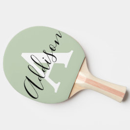 Pala De Ping Pong Nombre inicial del monograma verde sabio negro