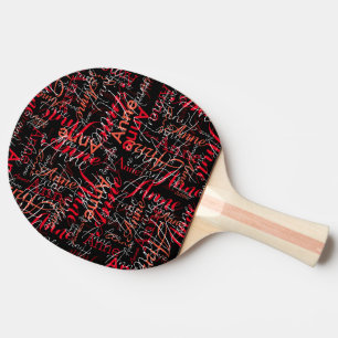 Pala De Ping Pong Nombre marcado en rojo todo un negro