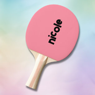 Pala De Ping Pong Nombre moderno color rosa salmón   Minimalista de 