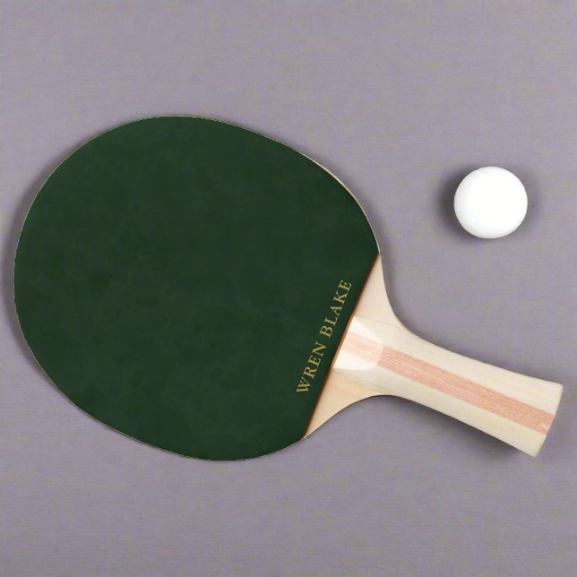 Pala De Ping Pong Nombre moderno de cuero verde oscuro y guión dorad (Subido por el creador)