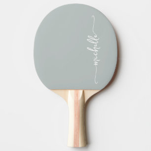 Pala De Ping Pong Nombre Monograma Firma Script Sage Verde