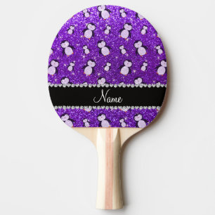 Pala De Ping Pong Nombre personal añil pingüino purpurina púrpura