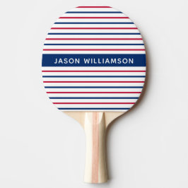 Pala De Ping Pong Nombre personalizado Bandas Minimalistas rojas y a