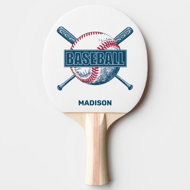 Pala De Ping Pong Nombre personalizado Béisbol (Anverso)