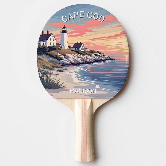 Pala De Ping Pong Nombre personalizado Cabo Cod Massachusetts (Anverso)