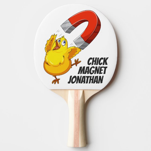 Pala De Ping Pong Nombre personalizado de Chick Magnet (Anverso)