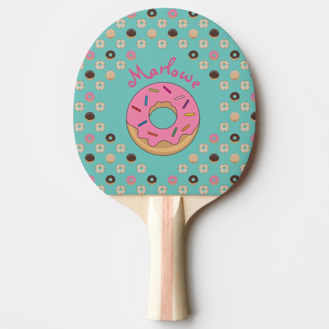 Pala De Ping Pong Nombre personalizado de donuts con vidrio (Anverso)