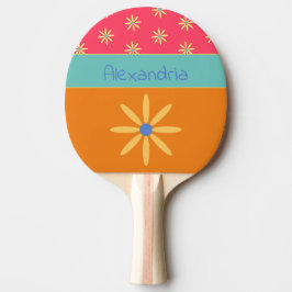 Pala De Ping Pong Nombre personalizado de flor retro